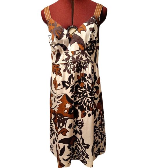 Chic Sweetheart Bust Sleeveless Neutral Tone Midi Sundress Size 14 - Picture 1 of 10